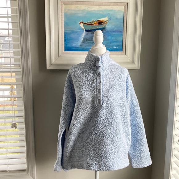 aerie Jackets & Blazers - Aerie Blue Sherpa Fleece 1/2 Buttonup Pullover Jacket Medium